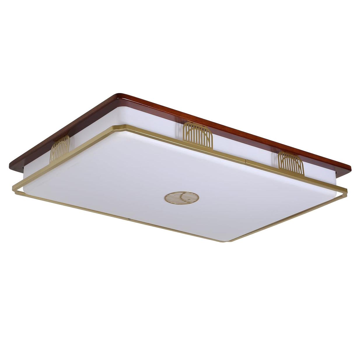 Dimmable Modern LED Ceiling Light, 38'' Large Rectangular Ceiling Lamps with Remote Control, Wood Flush 3000K-6000K Mount Light Fixtures for Living Room Dining Room Bedroom kangten