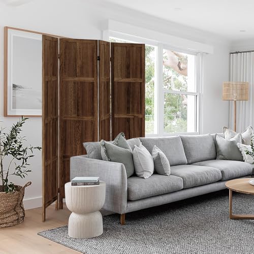 ALeesing 4 Panel Room Divider, 5.6Ft Wood Room Dividers and Folding Privacy Screens, Room Divider Wall Freestanding Room Partitions, Room Dividers Screen for Home Office Bedroom, Dark Brown ALeesing