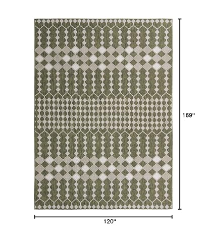 Unique Loom Outdoor Trellis Collection Area Rug - Traliccio (10' x 14' 1" Rectangle, Green/ Ivory) Unique Loom