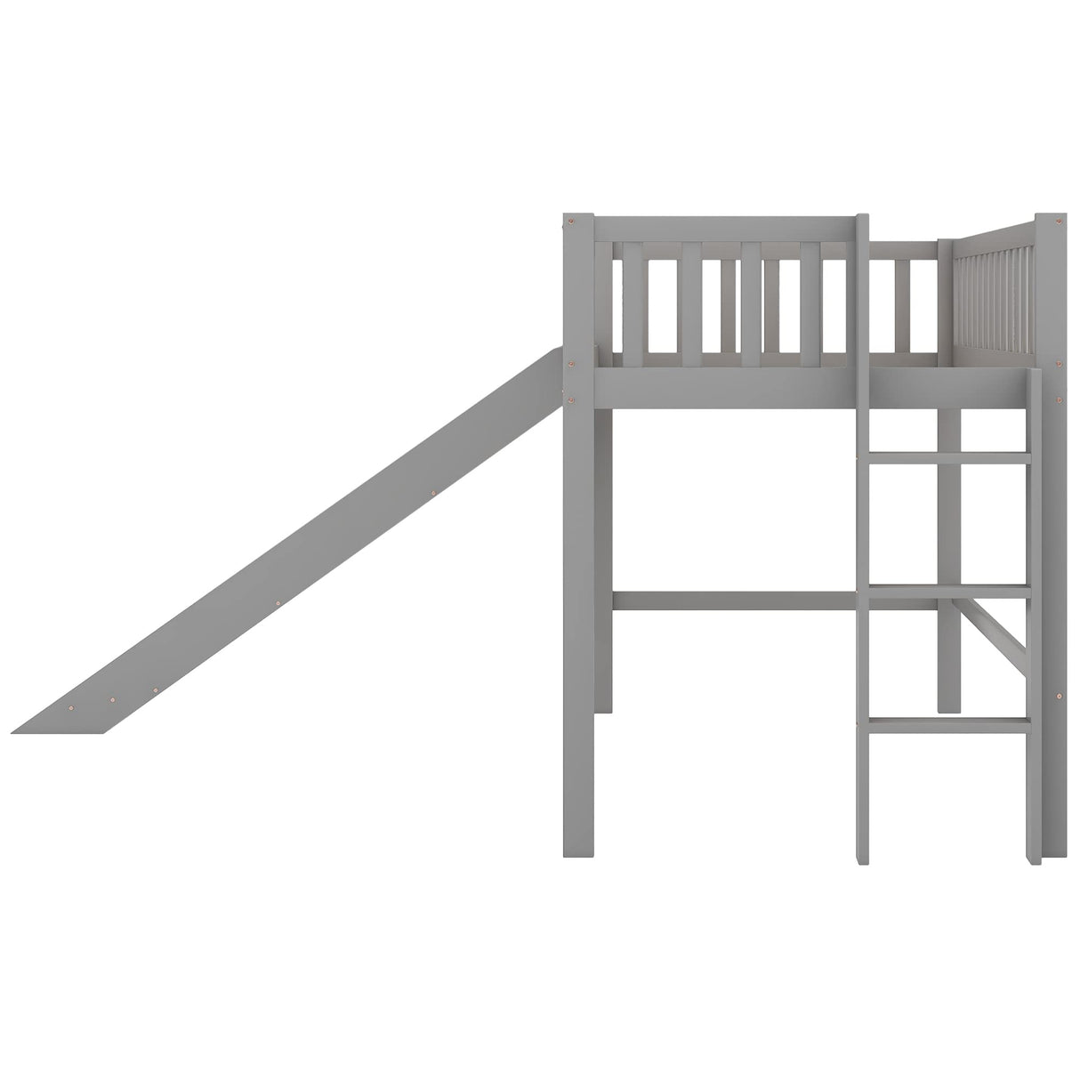 Bellemave Twin Size Loft Bed for Kids,Low Loft Bed with Slide and Ladder,Wood Loft Bed Twin for Girls Boys,Grey Bellemave