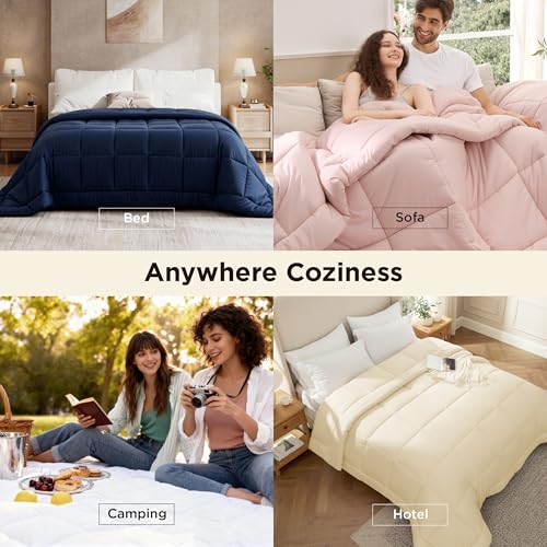 Bedsure Comforter Duvet Insert - Quilted Comforters Oversize Queen Size, All Season Duvet, GentleSoft Down Alternative Bedding, with 8 Tabs, Gifts for Women/Men, White, Oversize Queen 98 x 98 Inches Bedsure