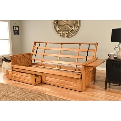 Kodiak Furniture Phoenix Queen Butternut Wood Storage Futon-Linen Stone Mattress Kodiak Furniture