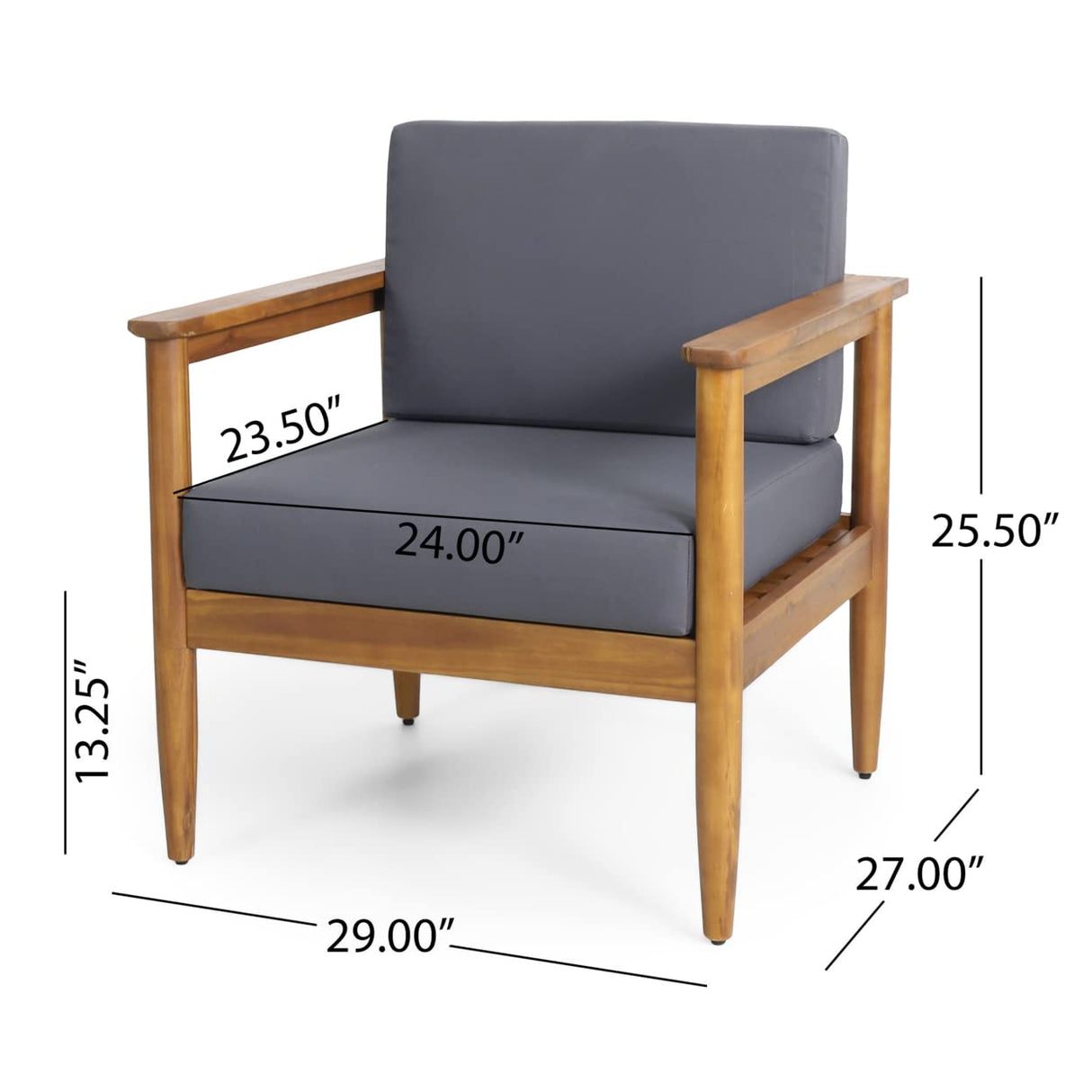 Christopher Knight Home Eudora Outdoor Acacia Wood Club Chair (Set of 2), Teak and Dark Gray Christopher Knight Home