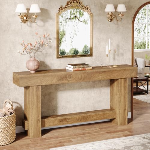 Tribesigns 70.9" Entryway Console Table, Extra Long Wooden Farmhouse Sofa Table Behind Couch, Modern Rustic Foyer Stand with Thick Legs for Hallway, Living Room, Wood Grain Finish Tribesigns