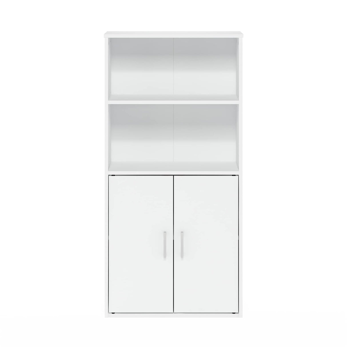 Furinno Pasir Storage Cabinet with 2 Open Shelves and 2 Doors, White Furinno