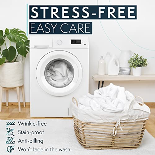 HC COLLECTION Bed Sheets Set King with 2 Pillowcases, Hotel Luxury Platinum 1800 Series Brushed Microfiber Sheet w/Deep Pocket, Ultra Soft Lightweight 4 Pcs Linen Bedding for Hot Sleepers, White