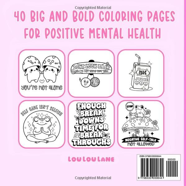 Self Love Club - A Positive Affirmation Coloring Book: A Bold And Easy Groovy Coloring Book For Mental Health And Self Care Lindesa