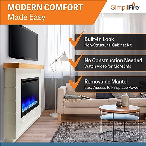 SimpliFire Electric Fireplace, 50-Inch Space Heater with Mantel Boyd Build-Out-Kit, Electric Heater in Two Design Options: Traditional Floor or Floating Install No Construction SIMPLIFIRE