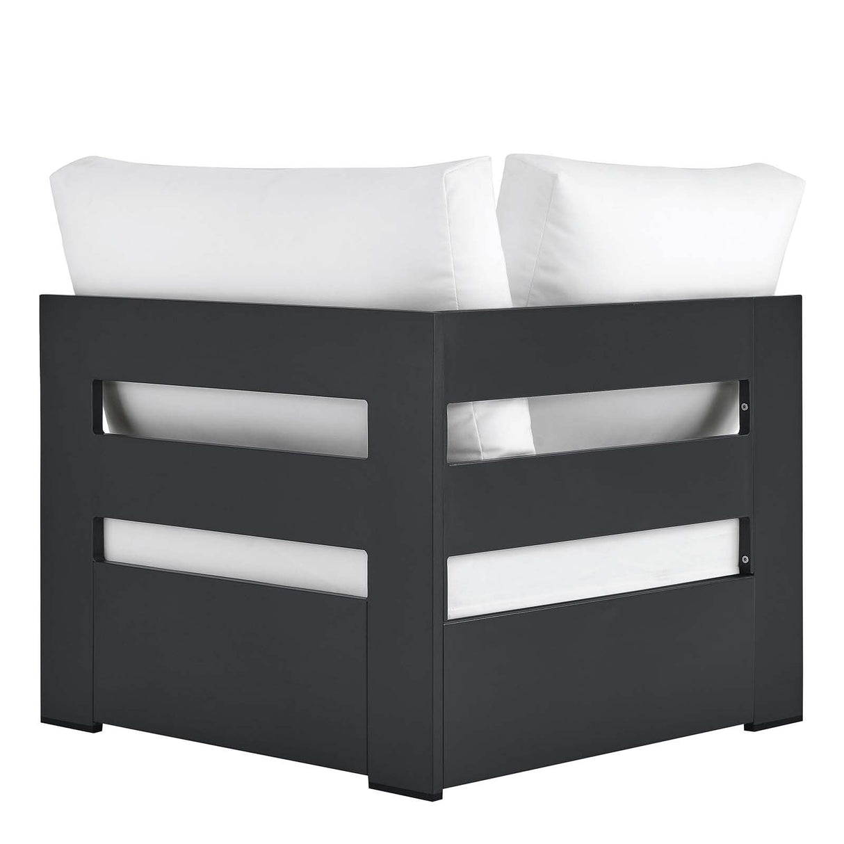 Modway Tahoe Aluminum Outdoor Sectional Corner Chair in Gray White with Weather-Resistant Cushions, Deep Seat Modular for Patio Furniture Lounge Set Modway