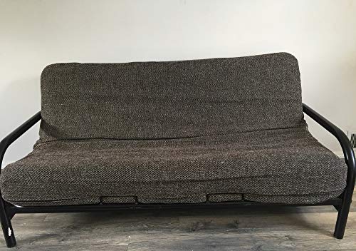 OctoRose Full Size 3 Side Zipper Premium Upholstery Basketweave Thick Linen Brown Mixed Futon Cover Slipcover/Sofa Day Bed Couch Mattress Cover Couch Protector (Cover ONLY) (Linen-Brown) OctoRose