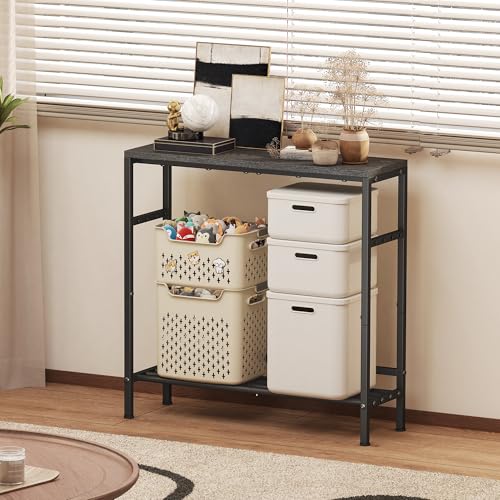Homeiju Entryway Table 31.5" Width, 2-Tier Console Table with Adjustable Shelves, Industrial Sofa Table with Storage, Foyer Tables for Entryway, Hallway, Kitchen, Living Room and Bedroom, Black Homeiju