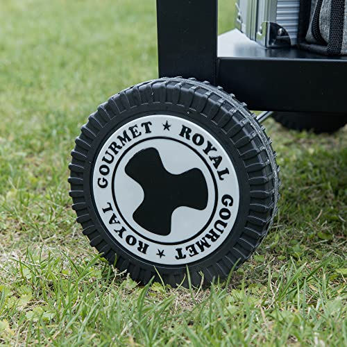 Royal Gourmet PC3404S Rolling Dining Table with Trash Bag Holder, Outdoor Garden Patio BBQ Kitchen Food Prep Table Cart, 34"L x 20"W Stainless Steel Tabletop, Silver & Black Royal Gourmet