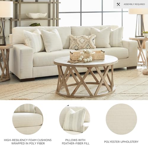 Signature Design by Ashley Maggie Contemporary Upholstered Sofa with Accent Pillows, Off-White Signature Design by Ashley