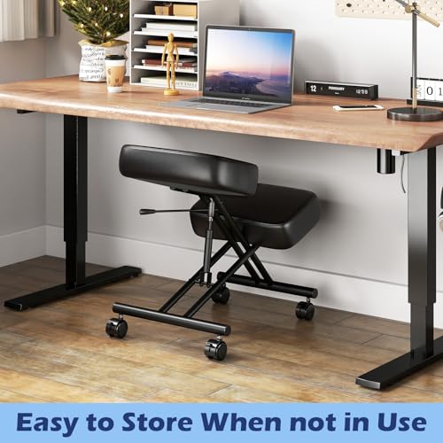 Giantex Ergonomic Kneeling Chair for Office, Knee Stool Chair w/Adjustable Height and Seat Angle to Relieve Pain, Posture Desk Chair w/Lockable Universal Wheels, Thick Padded Cushions, Black (1) Giantex