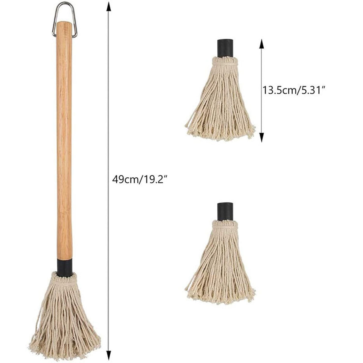 2 Pack Grilling Basting Mop, Large BBQ Mop Brushes with Wooden Long Handle and 6 Extra Replacements for Grill Barbecue Smoking Steak, 19.2+18 Inch, Kitchen Tools YJLMTCF
