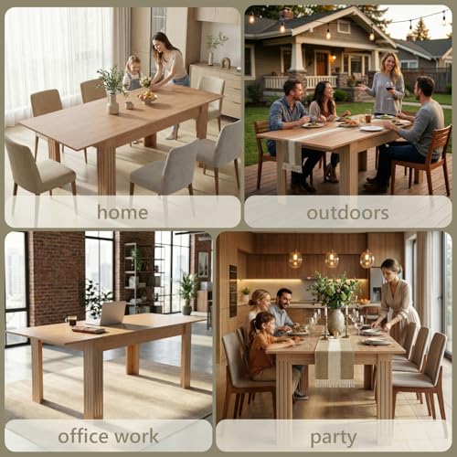 Sannwsg 54"-85" Extendable Dining Room Table, Expandable Dining Table for 4/6/8, Rectangular Kitchen Extendable Tables with 95" Runner Sannwsg