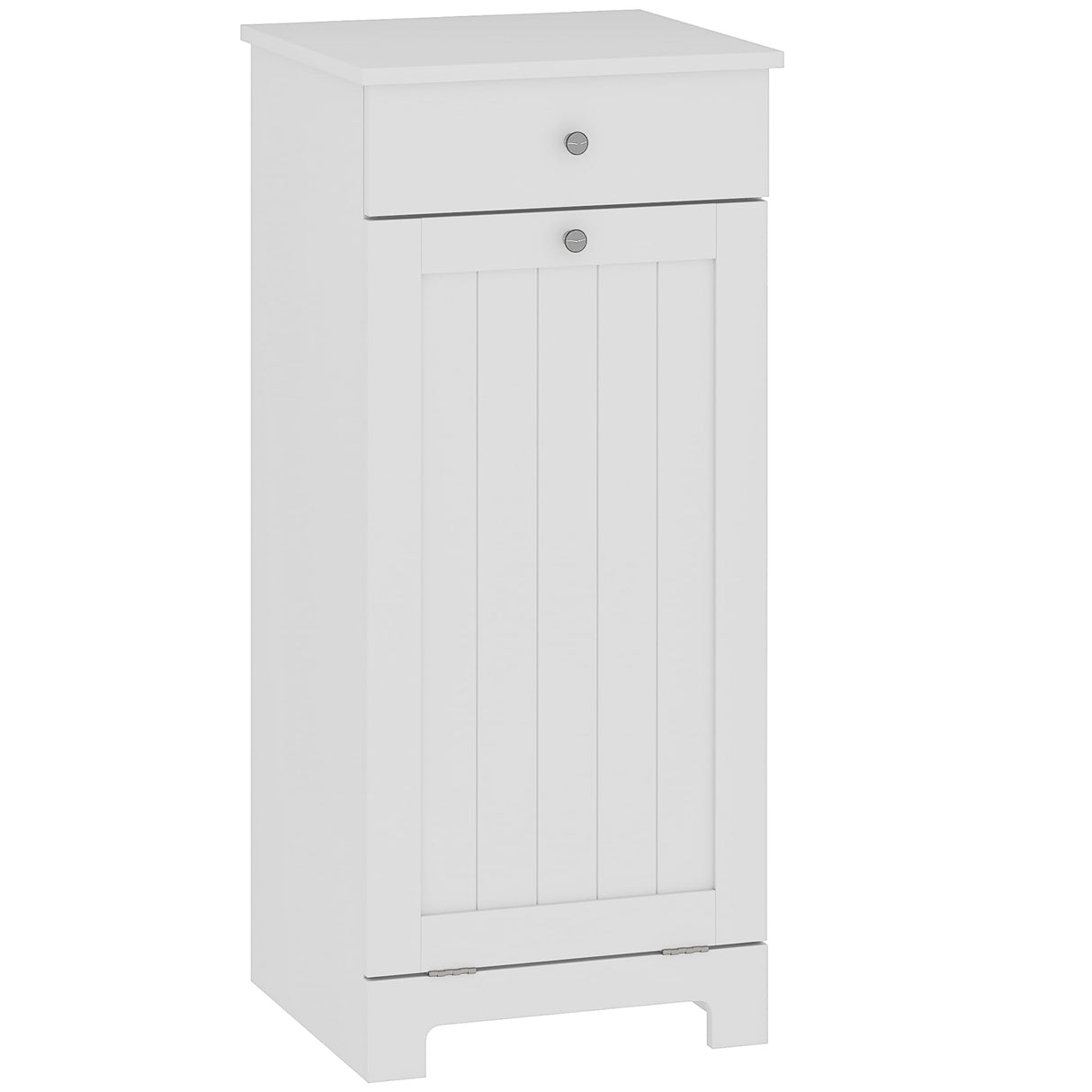 HOMCOM Laundry Hamper Cabinet with Removable Basket, Tilt Out Laundry Hamper Cabinet with Drawer and Beadboard Door, Laundry Cabinet Bathroom Storage Cabinet, White HOMCOM