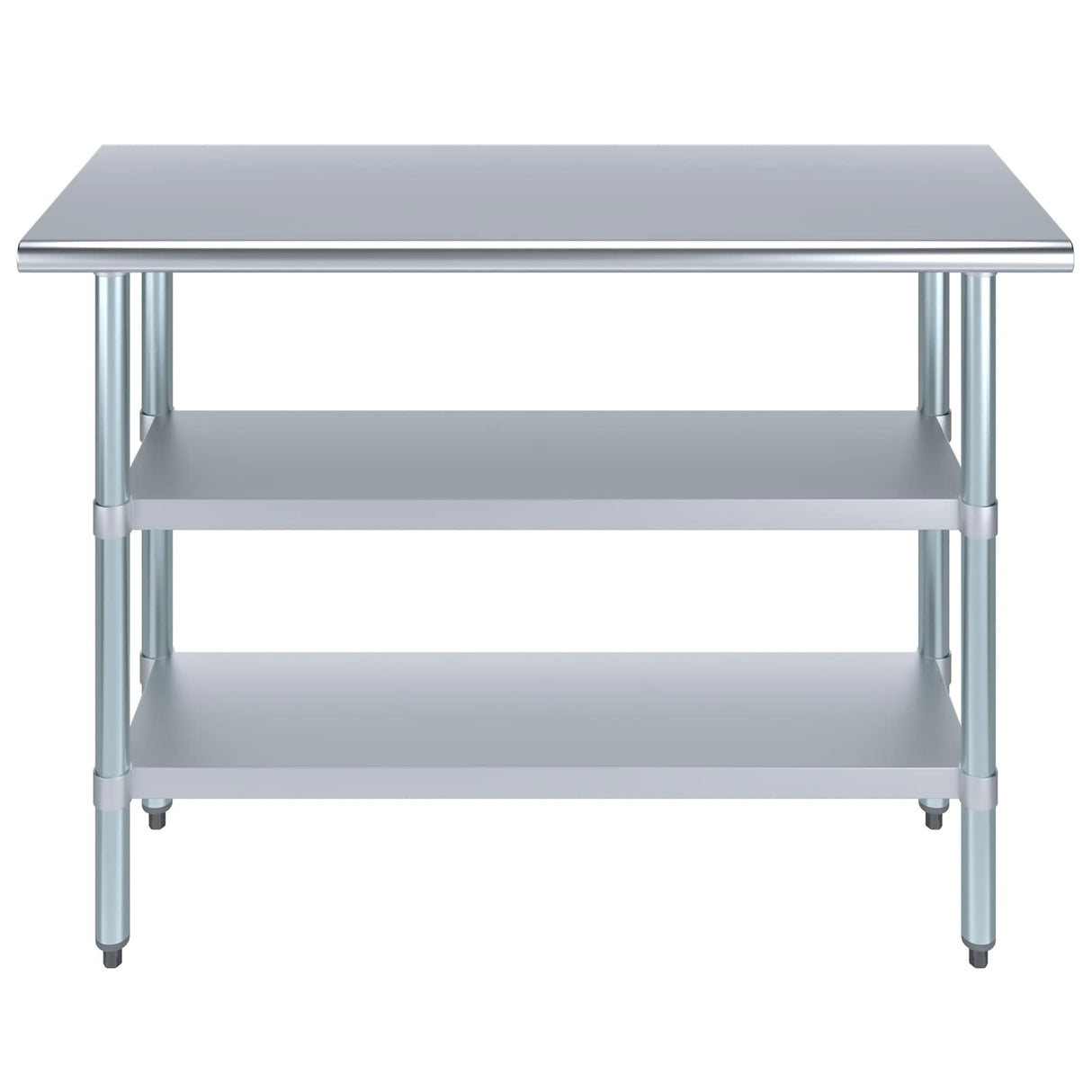 48" Long X 18" Deep Stainless Steel Work Table with 2 Shelves | Metal Food Prep Station | Commercial & Residential NSF Utility Table AmGood