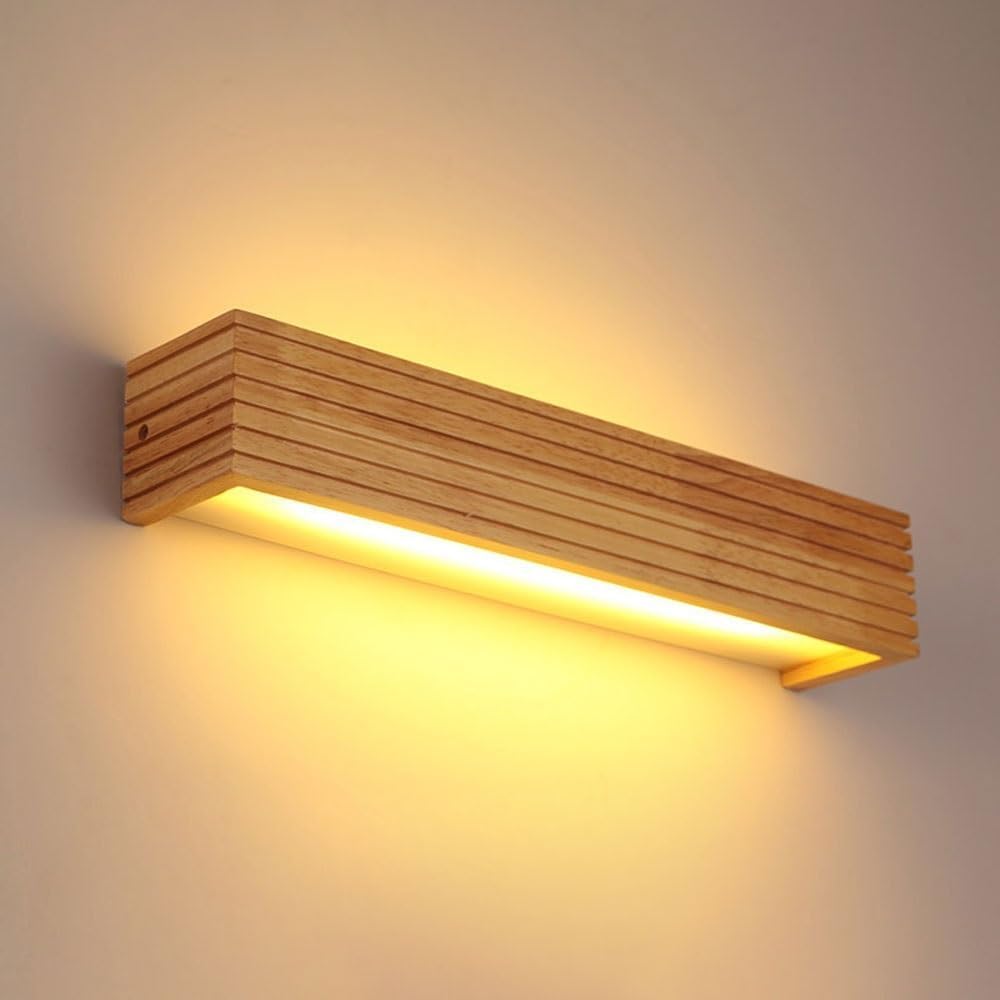 Japanese LED Solid Wood Wall Lamp Nordic Modern Wall Sconce Lighting Warm Light Mirror Wall Light Wooden Vanity Light for Bathroom Bedroom GeRRiT