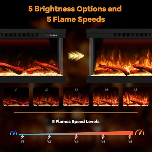 STRICWARM 3 Sided Electric Fireplace 80 Inch, Smart WiFi Built-in Linear Fire Place Inserts, Multi-Color Flame Combinations, Heater 1500W, APP & Remote Control, Cracking Sound, Timer, Crystal & Log STRICWARM