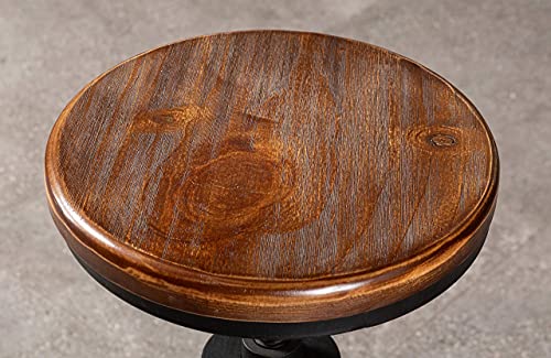 LOKKHAN Set of 2 Industrial Bar Stool-Vintage Adjustable Round Wood Metal Swivel Bar Stool-Cast Iron-23-30 Inch Tall Counter Bar Height Farmhouse Kitchen Stools LOKKHAN