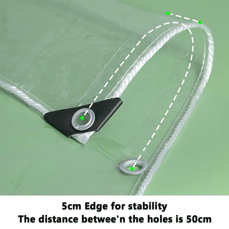 Heavy Duty Waterproof Clear Tarp-Thicken Clear Vinyl PVC Tarps Transparent Tarpaulin with Brass Grommets for Camping Patio Gazebo Outdoor-Tarp to Cover The Sun and Rain TOPCHANCES