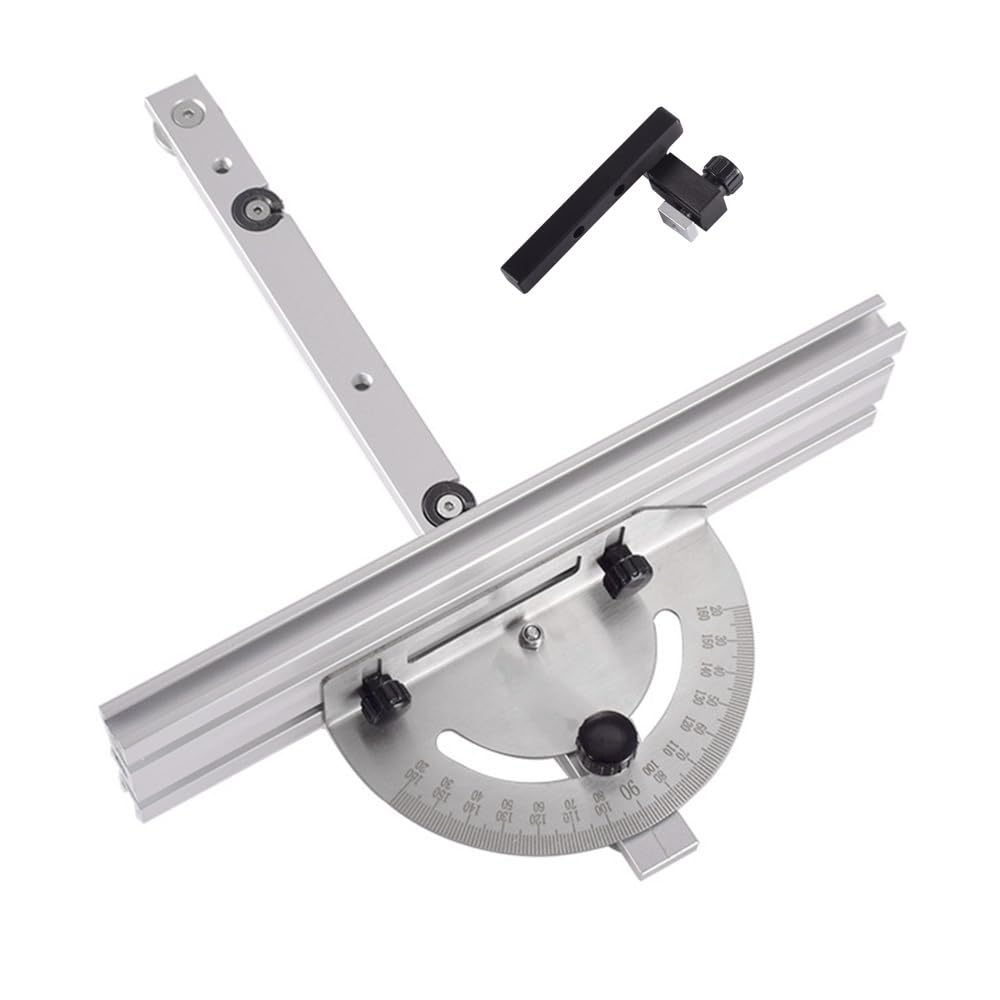 Precision Miter Gauge, Miter Gauge for Table Saw, with Miter Gauge Fence and Limit Stopper, 140° Angle Stops, Adjustable for Bandsaw Router Table, 250mm x 300mm WoodArtSupply