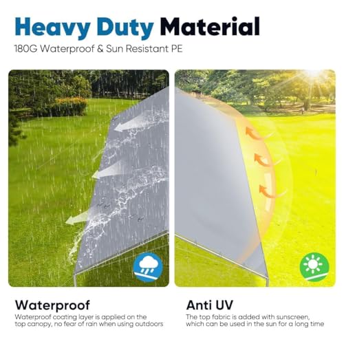 Quictent 10x15 ft Heavy Duty Car Canopy Galvanized Frame Carport Outdoor Party Tent Boat Shelter with 3 Reinforced Steel Cables - Grey Quictent