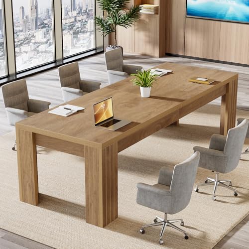 Tribesigns 6.5 ft Conference Table, 78.74-Inch Narrow Long Rectangular Conference Room Table for 6-8 People, Business Furniture Boardroom Desk for Office Meeting Seminar, Brown Tribesigns