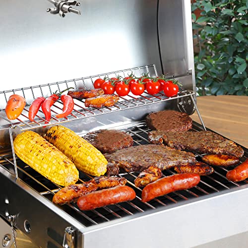 Royal Gourmet GT1001 Stainless Steel Portable Grill, 10000 BTU BBQ Tabletop Gas Grill with Folding Legs and Lockable Lid, Outdoor Camping, Deck and Tailgating, Silver Royal Gourmet