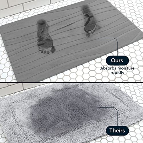 SUTERA - Stone Bath Mat, Diatomaceous Earth Shower Mat, Non-Slip Super Absorbent Quick Drying Bathroom Floor Mat, Natural, Easy to Clean (23.5 x 15 Gray) SUTERA