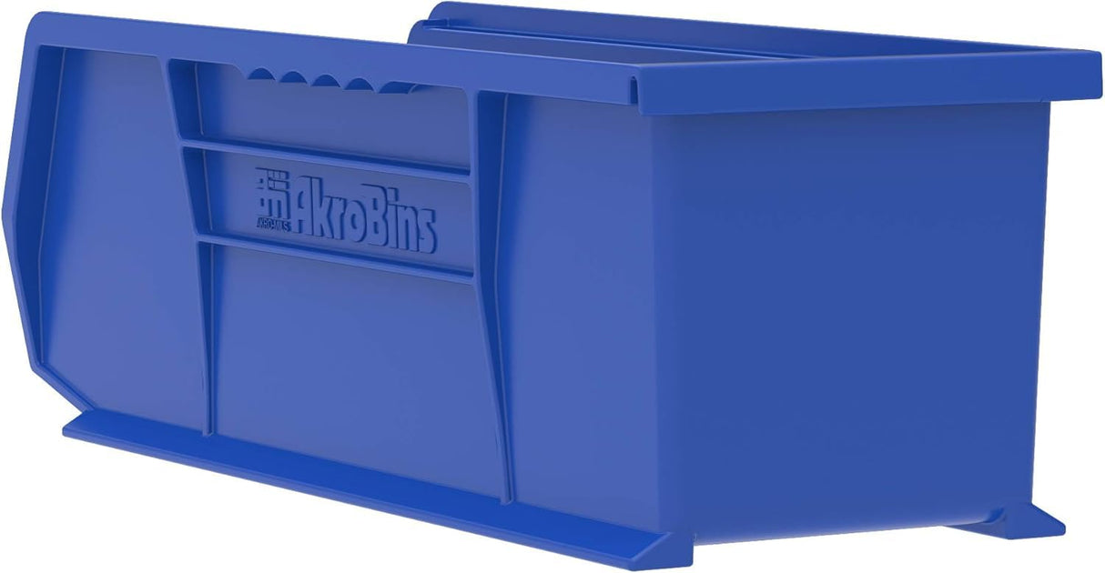 Akro-Mils 30234 AkroBins Plastic Storage Bins, Space-Saving Stackable Bins for Garage, Pantry, Craft Organization, 15" x 5" x 5", Blue, 12-Pack Akro-Mils