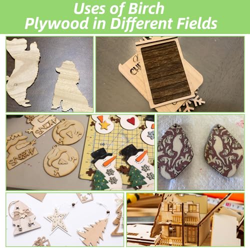 12Pcs 16 x 12 x 1/16 Inch Baltic Birch Plywood Sheets Unfinished Plywood Sheet for Arts and Crafts, Painting, Pyrography, Wood Engraving, Wood Burning, Laser, Architectural Models ACXFOND