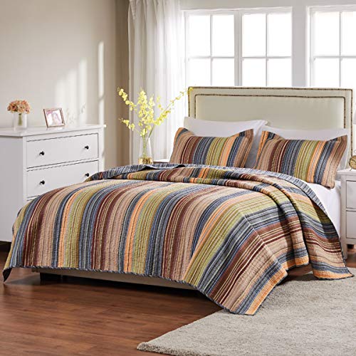 Greenland Home 100% Cotton Fashion Quilt Collection, Prewashed, Reversible Quilt Set, 3-Piece Full/Queen, Katy Greenland Home Fashions
