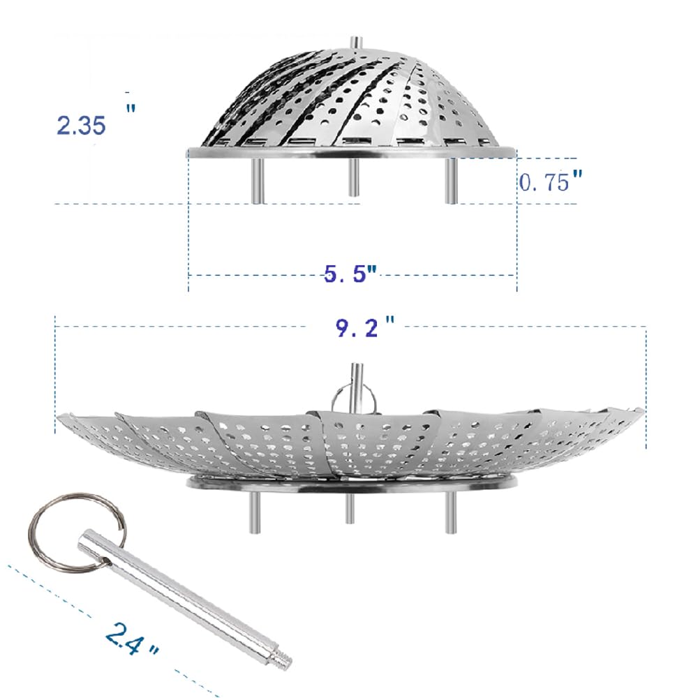 Vegetable Steamer Basket, Premium Stainless Steel Veggie Steamer Basket - Folding Expandable Steamers to Fits Various Size Pot Small by SAYFINE (5.4" to 9.2") SAYFINE
