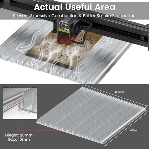 Tyvok Honeycomb Laser Bed 400×400mm/400×300mm (15.75×15.75"/15.75×11.81") for Laser Engraver & Cutter, Wide Fit, Aluminum, Fast Heat & Smoke Dissipation, Desktop Protection Tyvok