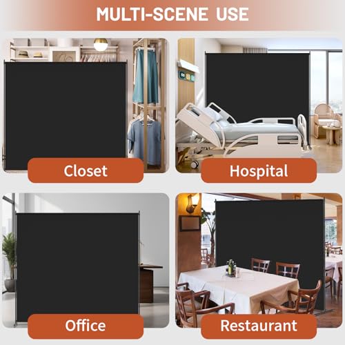 Room Divider, 72x72Inch Large Single Panel Privacy Screen with Thickened Fabric,Freestanding Partition Wall for Room Separation,Portable for Indoor Office,Bedroom,Outdoor Patio,Black FCCRETA