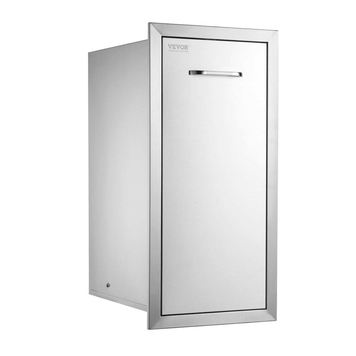 VEVOR Pull Out Trash Drawer 13.4"W x 25.7"H x 19.6"D Lower Sliding Rails Stainless Steel Roll Out Trash Bin Pull Out Tray Outdoor Kitchen Trash Drawer with Handle for BBQ Island Grill Station VEVOR