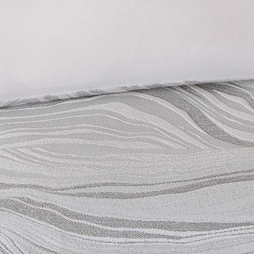 Madison Park Signature Glam Cozy Comforter Set - All Season Bedding Combo Filled Insert and Removable Duvet Cover, Shams, Decorative Pillows, Metallic White King(110"x96") 10 Piece Madison Park