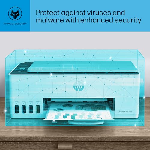 HP Smart-Tank 5000 Wireless All-in-One Ink-Tank Printer with up to 2 years of ink included, mobile print, scan, copy, white, 17.11 x 14.23 x 6.19 HP