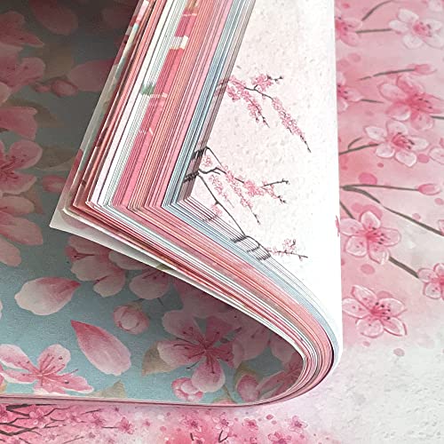 Origami 6x6 Paper Kit 50 Sheets 12 Vivid Colors Double Sided Printed Traditional Patterns Square for Arts Crafts Projects, Japanese Sakuras Flowers Chiyo Wanshui