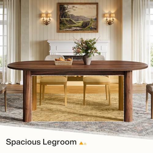 Tribesigns 63" Oval Dining Table for 6, Walnut Wooden Kitchen Table with Arc-Shaped Edge Top for Dinner Room, Living Room, Easy Assembly (Only Table) Tribesigns