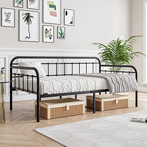 JURMERRY Metal Daybed Frame Twin Size with Steel Slats Platform Furniture,Black… JURMERRY