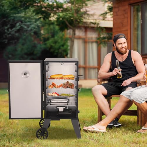 Royal Gourmet SE2805 28-Inch Analog Electric Smoker with 3 Cooking Grates, Outdoor Smoker with Adjustable Temperature Control & 454 Sq. In. Cooking Area for Outdoor Backyard BBQ, Black Royal Gourmet