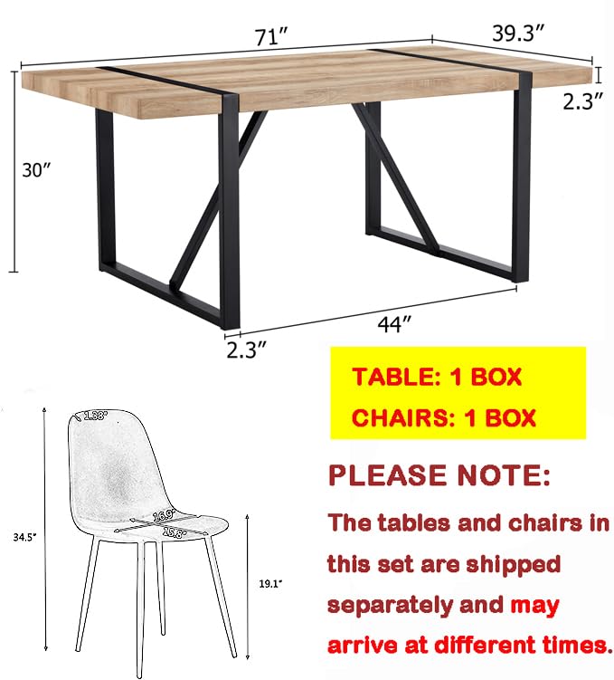 MUUOKY 9 Piece Dining Table Set for 8,Modern 71'' Rectangle Wood Dining Table and Fabric Dining Chairs 8,Kitchen Table and Chairs for 8,Ideal for Kitchen Dining Room MUUOKY