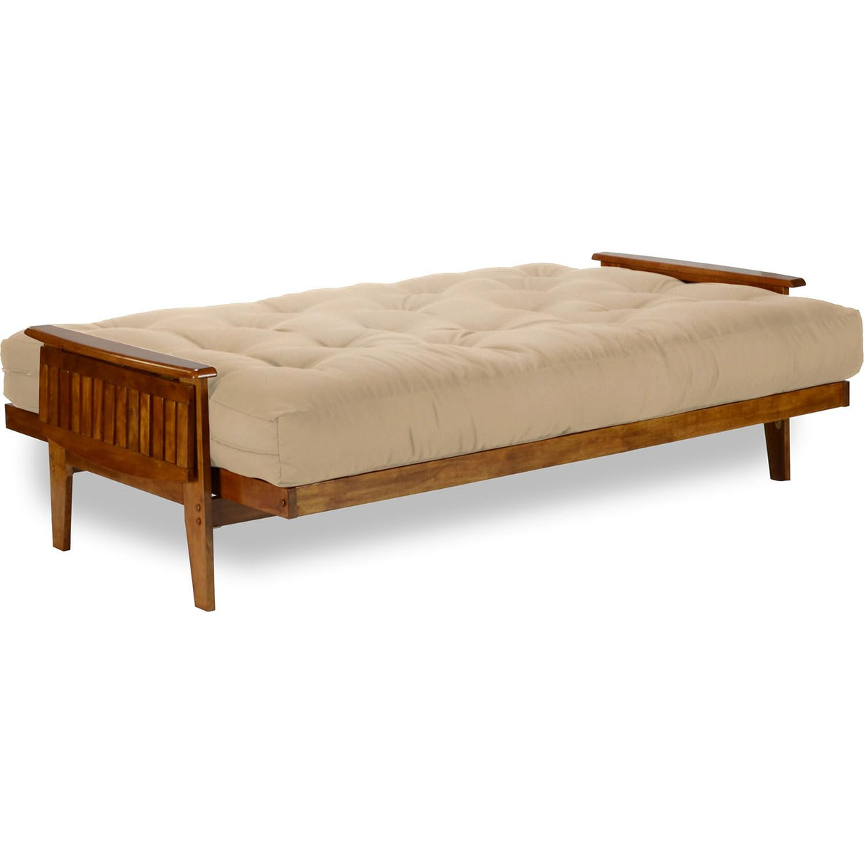 Nirvana Futons Eastridge Futon Set - Full Size, Frame, 8" Mattress, Microfiber Sussex Khaki Cover Nirvana Futons