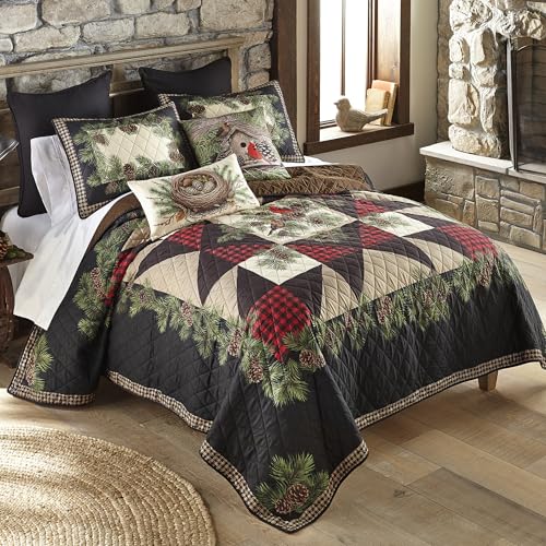 Donna Sharp Cardinal Pine Polyester Bedding Set - 3-Piece Queen Size Quilt Set - Includes 1 Quilt and 2 Standard Pillow Shams - Machine Washable - Traditional Design Donna Sharp