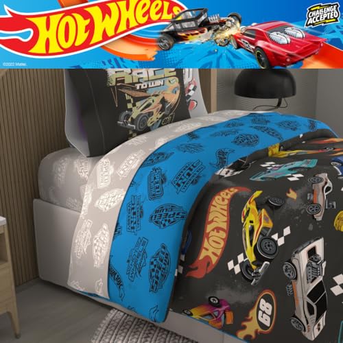Hot Wheels Kids Bedding Super Soft Comforter and Sheet Set with Sham, 5 Piece Twin Size, (Officially Licensed Product) by Franco Franco