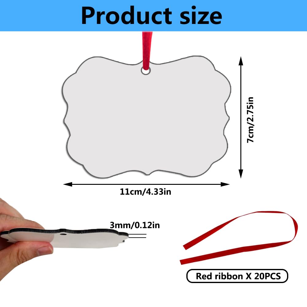 20 pcs Sublimation Ornament Blanks Sublimation Blanks Ornaments Products for Christmas Day and Halloween Day Decoration AiDiYGECO
