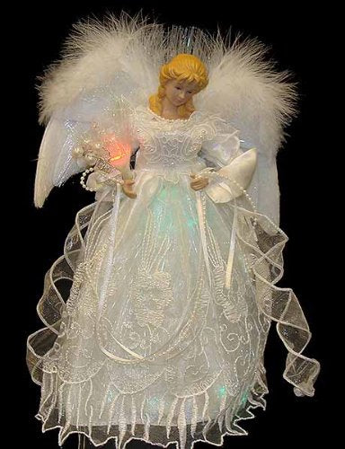 Kurt Adler 12-Inch White and Silver Fiber Optic LED Angel Treetop Kurt S. Adler